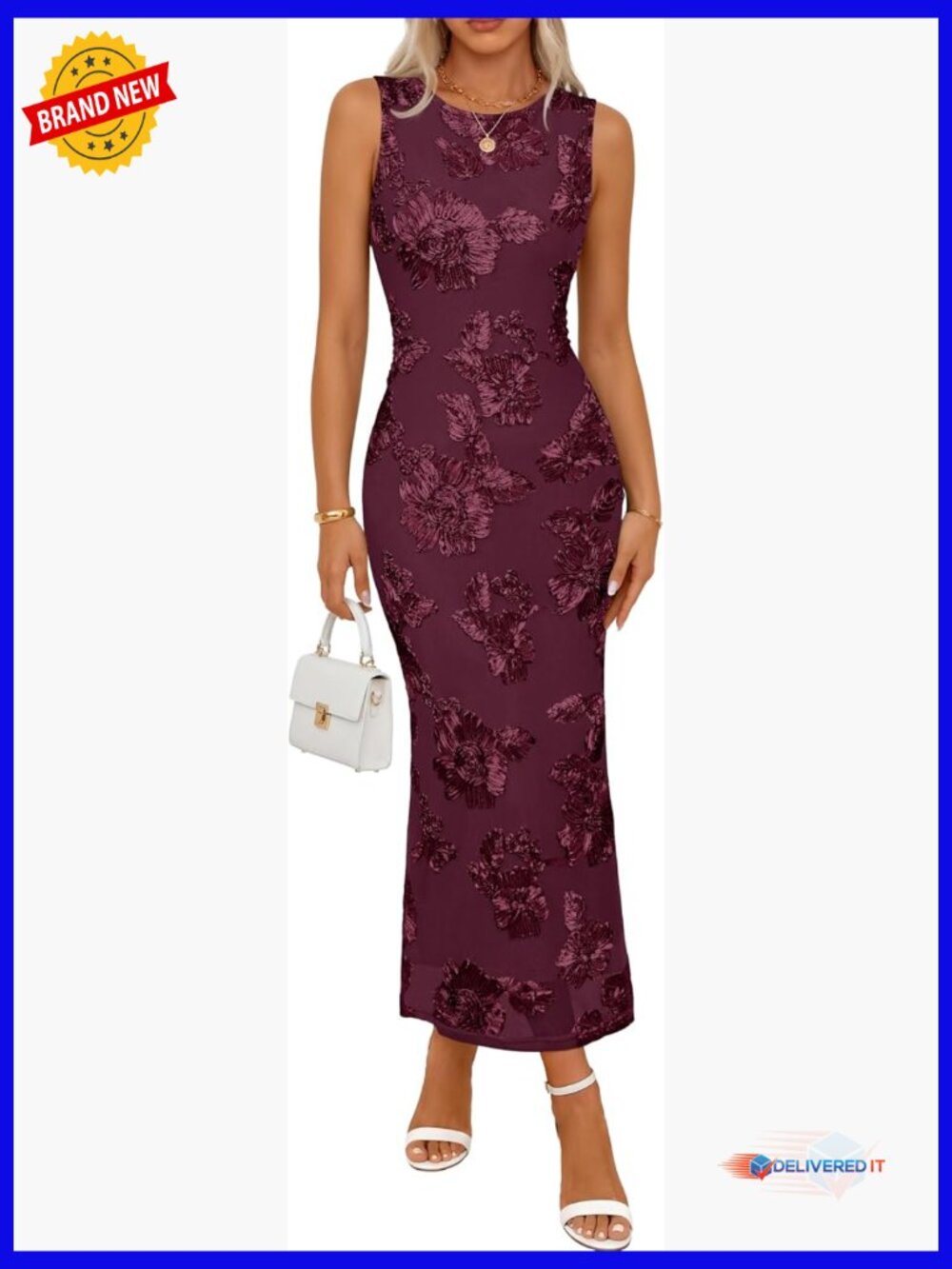 Women's Bodycon Maxi Dress 2026 Slit Mesh Sleeveless Formal Cocktail Party